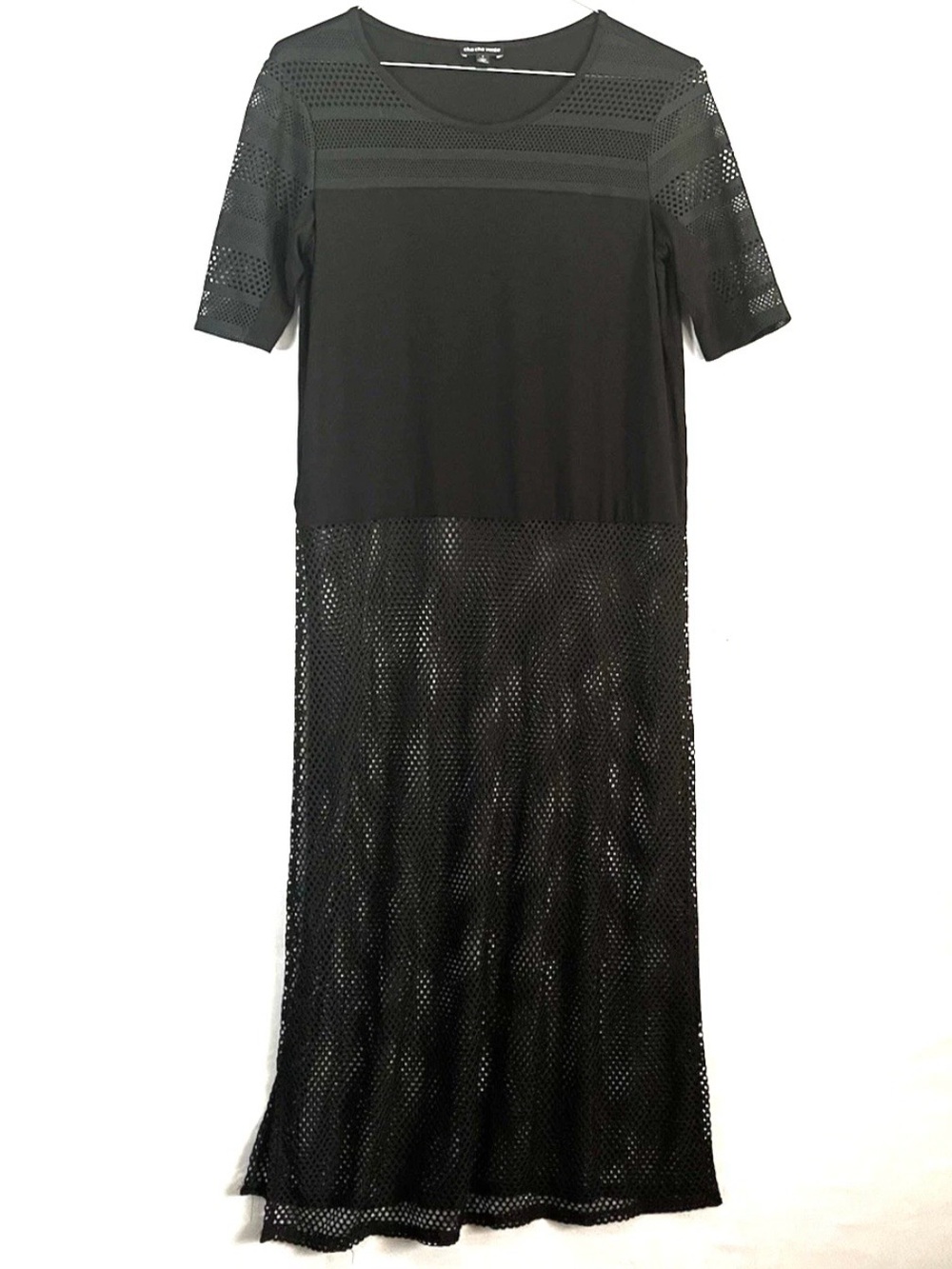 cha cha vente Black Mesh Maxi Dress